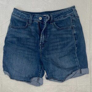 Old Navy High Rise WOW Wide Leg Jean Shorts Women 26x13 Size 6 Blue Denim Cutoff
